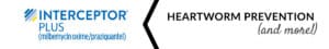 Interceptor Plus logo, "Heartworm Prevention (and more!)!”