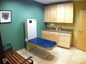 Grand Valley Animal Hospital exam room with scale